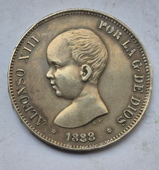 5 PESETAS PLATA ALFONSO XIII 1888 MP M !