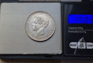 5 PESETAS PLATA ALFONSO XIII 1896 PG V!!