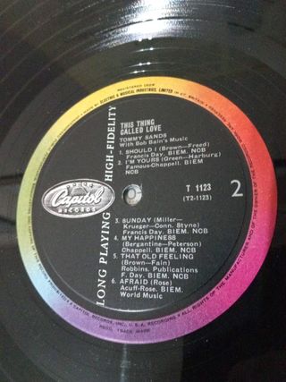 TOMMY SANDS DISCO VINILO CAPITOL RECORDS