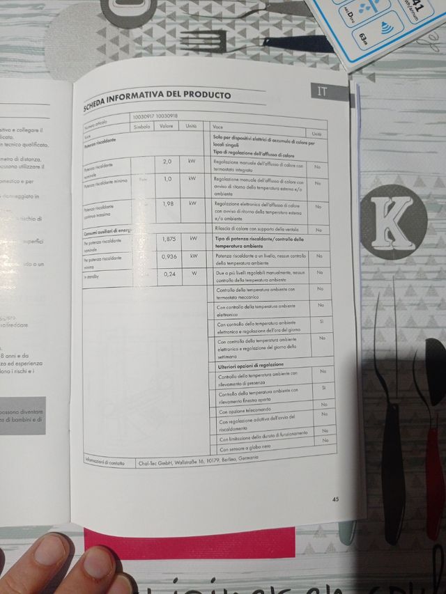Stufa elettrica touch con telecomando