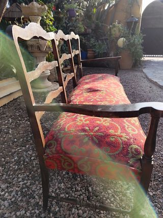 BANCO ANTIGUO DE MADERA ESTILO CASTELLANO