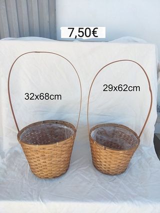 Juego de 2 cestas de mimbre artesanal