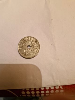 Moneda 25 céntimos año 1937 República