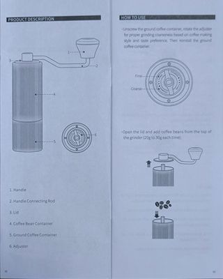 Moinho de café manual em aço inoxidável