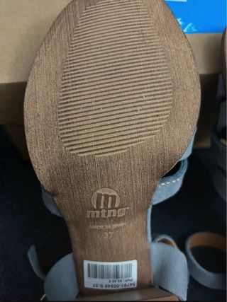 Sandalias nuevas Mustang piel azul grisáceo T37