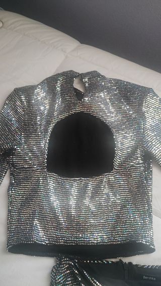 Conjunto falda y top manga larga fiesta.