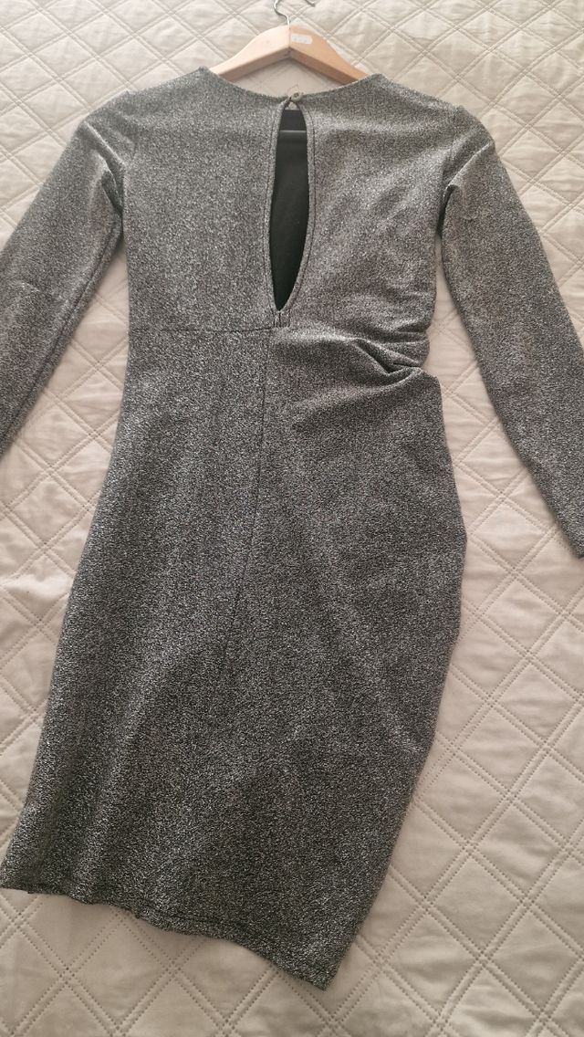 Fiesta destello plata vestido corto