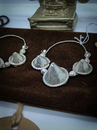 Conjunto brazalete pendientes argollas plata