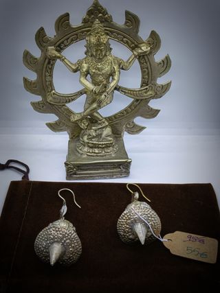 Conjunto brazalete pendientes argollas plata