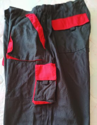 PANTALON DE TRABAJO NEGRO Y ROJO