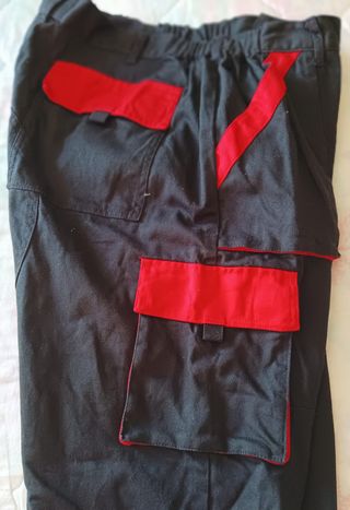 PANTALON DE TRABAJO NEGRO Y ROJO
