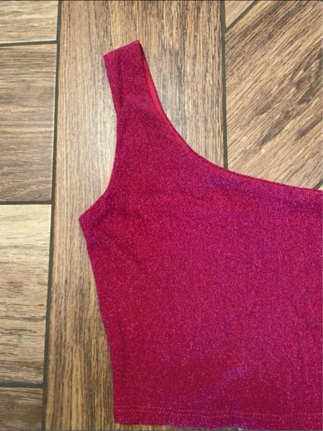 Top monospalla fuxia