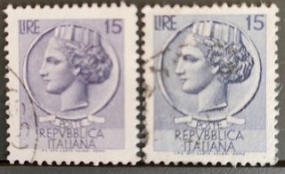 Siracusana 2 da 15 c. colore diverso