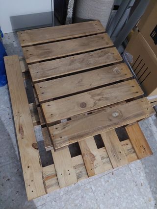 Conjunto pallets y cojines terraza