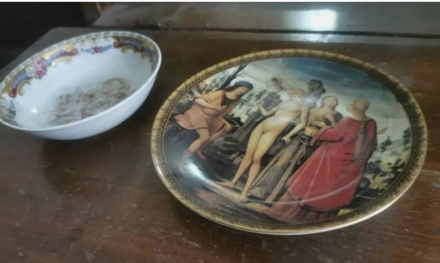 Set 2 Piatti porcellana vintage piatto dipinto