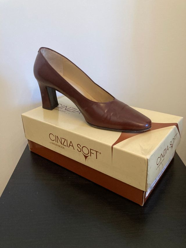 Scarpe décolleté marroni vera pelle