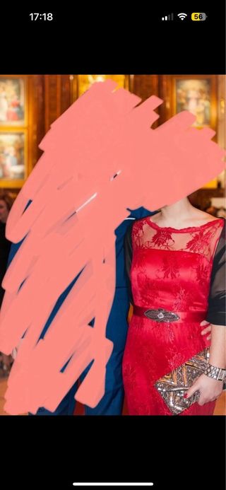 Vestido largo rojo encaje