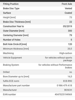 Juego 2 Discos freno Bosch delanteros BMW
