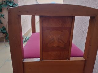 Banqueta  de brazos vintage cpn marquetería