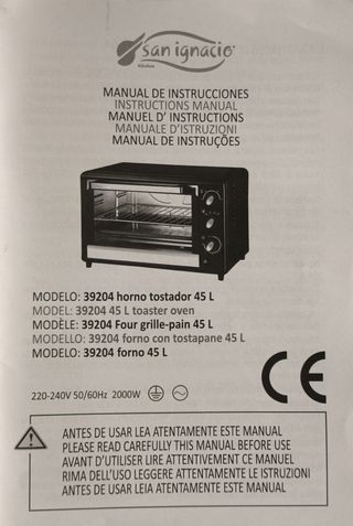 Horno tostador San Ignacio 45L.