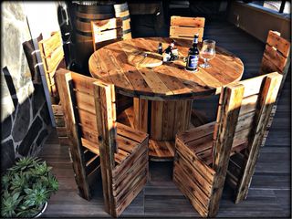 ♻️MESAS BOBINAS CARRETE MADERA CABLE CHILLPALET 🧵‼️