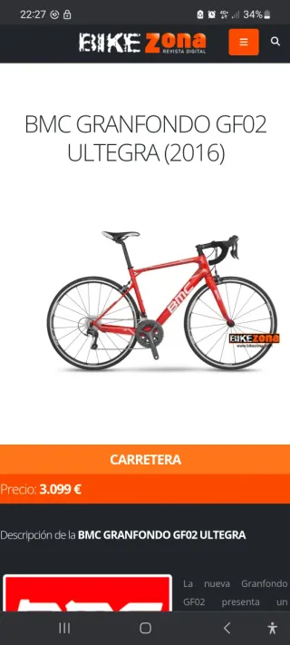 Bicicleta carretera carbono BMC como nueva
