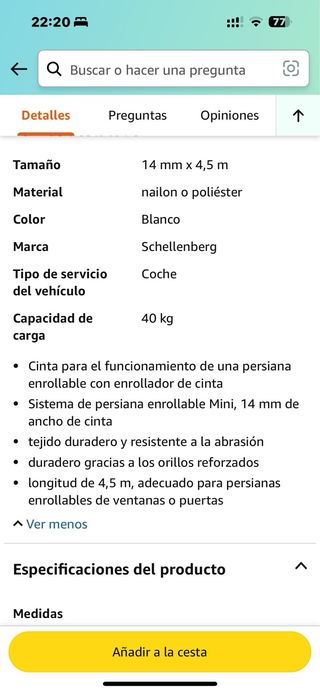 Cinta persiana nueva
