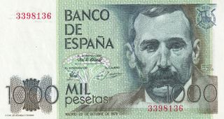 Pareja de 1000 Pesetas de 1979 Sin serie y SC