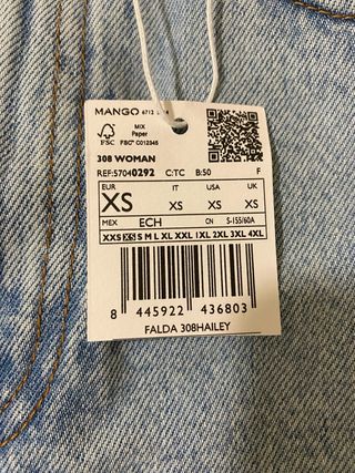 Minifalda vaquera XS de Mango