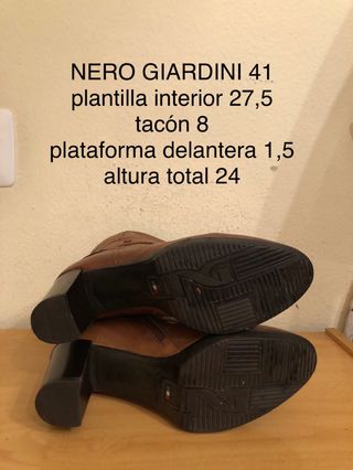 NERO GIARDINI - botines piel Camel tacón 41