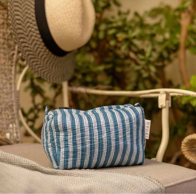 Neceser de algodón con estampado hecho a mano