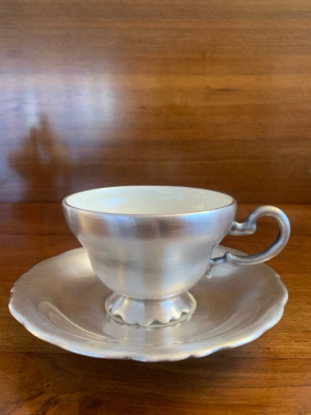 Anni 30 servizio the in argento e porcellana