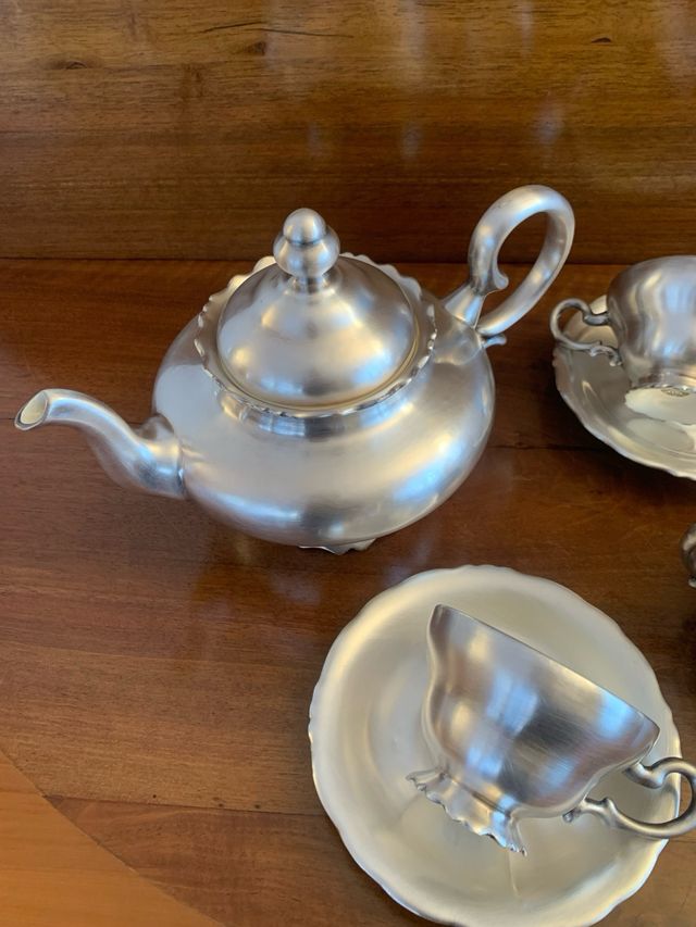 Anni 30 servizio the in argento e porcellana