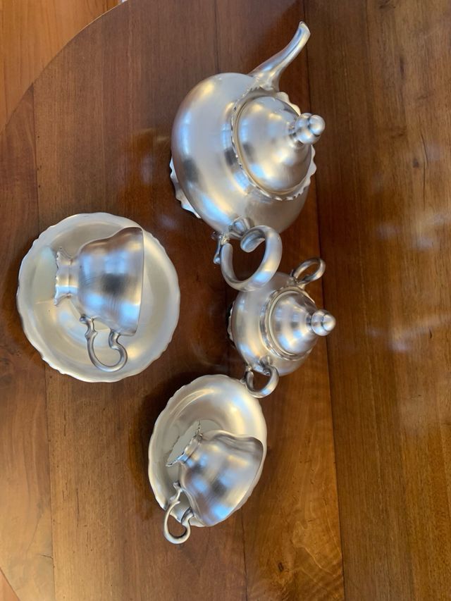 Anni 30 servizio the in argento e porcellana