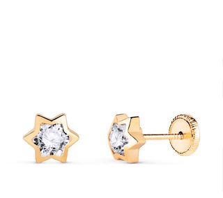 Pendientes estrella oro 18k circonitas