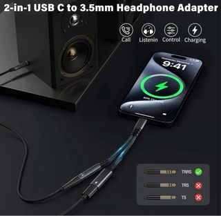 Adaptador USB C a Jack 3.5mm, 2 en 1