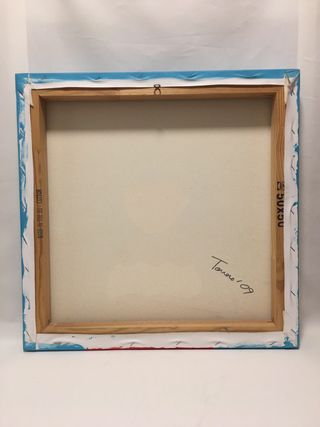 Lienzo 50x50cm pintado a mano azul “flamenca”