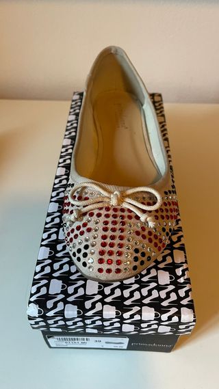 Ballerine microfibra beige/strass bandiera inglese