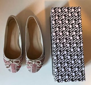 Ballerine microfibra beige/strass bandiera inglese