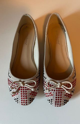 Ballerine microfibra beige/strass bandiera inglese