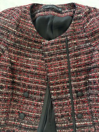 Chaqueta apliques piel XS Zara