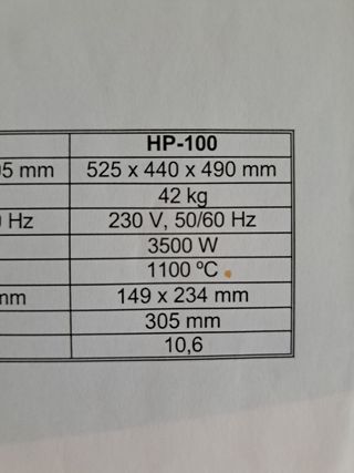 Horno Marca Mestra H.P. 100