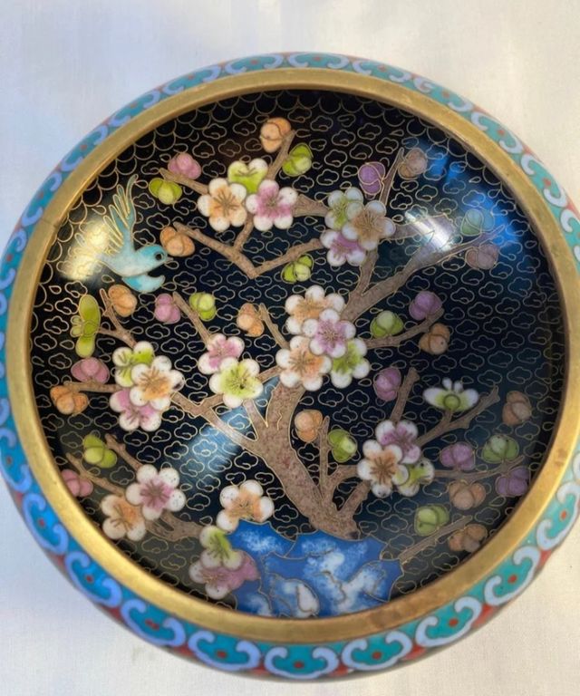 Cuenco lava pinceles- China- (bronce y esmalte)