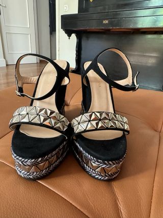 SANDALIAS PONS QUINTANA CUÑAS ANTE NEGRO