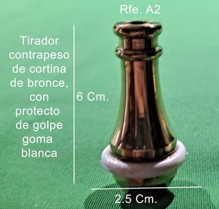 Tirador de cortina, bronce, con protector de goma