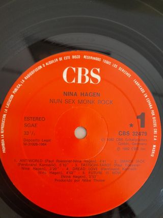 Vinilo Nina Hagen Nun Sex Monk Rock