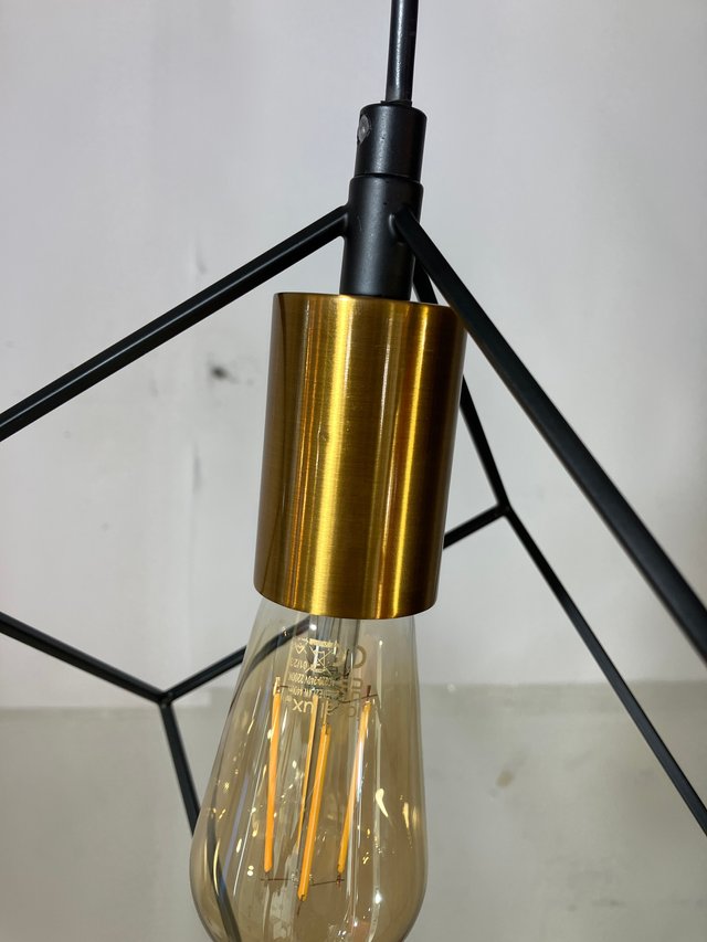Lampadario 1 luce cubo metallo nero/ottone