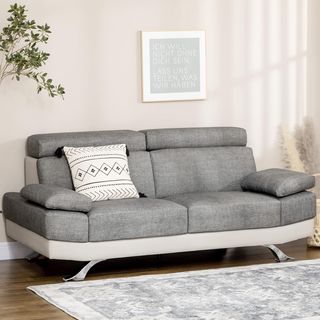 Divano 2 Posti in Finta Pelle PU con Poggiatesta R