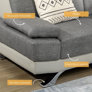 Divano 2 Posti in Finta Pelle PU con Poggiatesta R