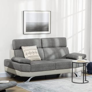 Divano 2 Posti in Finta Pelle PU con Poggiatesta R